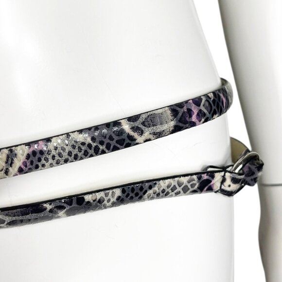 Lodis Embossed Textured Leather Snake Print Double Wrap Belt Size Medium - Picture 4 of 14